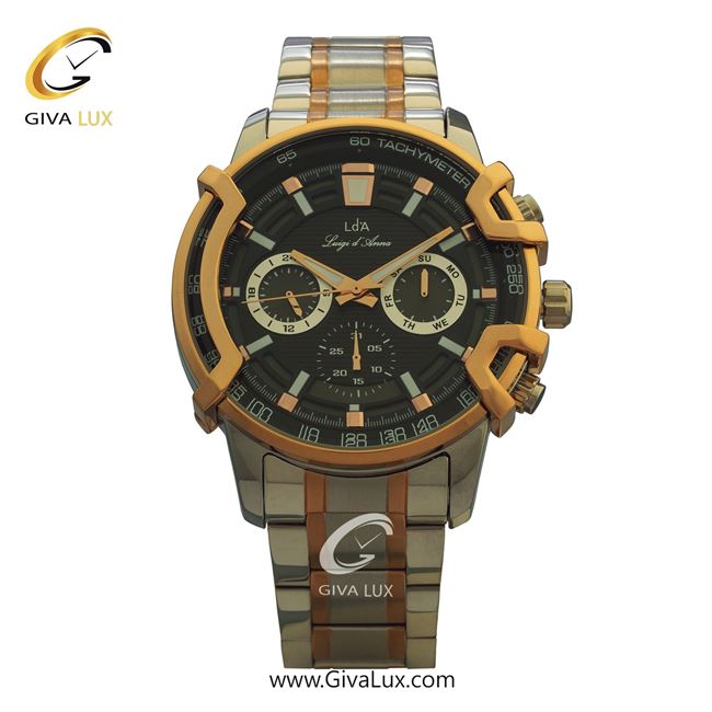 ساعت مچی اورجینال مردانه LdA سه موتوره فول تایم طلایی-نقره ای | طلایی-نقره ای| مشکی| کد رفرنس 2412